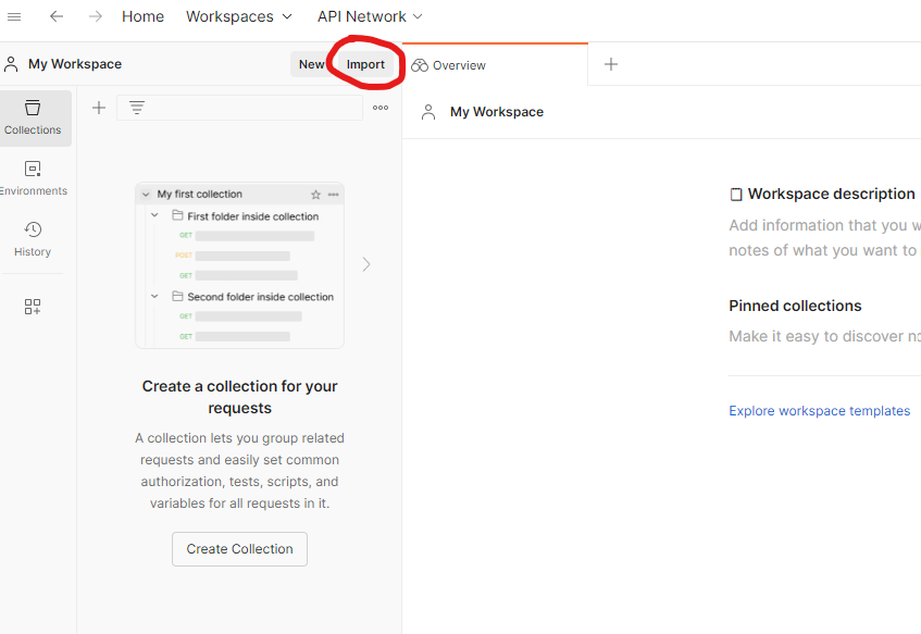 Importing postman collection